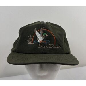 Vernon Olive Green Baseball Cap Duck Embroidered Sun Down Adjustable OS Waxed US